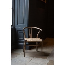 Holcot Rattan - Wishbone Chair with Rope Weave Seat & Light Grey Oil Legs