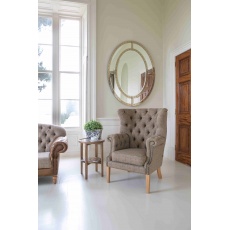 Kensington Deluxe Chair with Buttoned Arms (3HTW Hunting Lodge & Tan Leather)