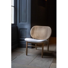 Jasper Chair with Rattan Back in Natural Linen Upholstery
