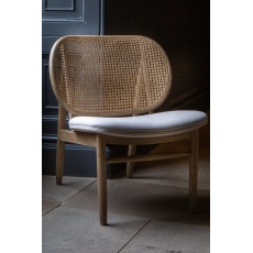 Jasper Chair with Rattan Back in Natural Linen Upholstery