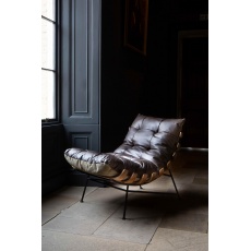 Longbeach Leather Chair with Canvas Back - Ash Wooden Frame