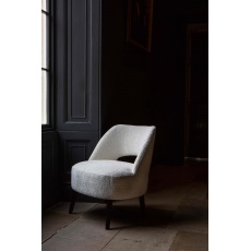 Lydia Upholstered Chair in Ivory Fabric with Black Wenge Legs