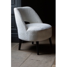 Lydia Upholstered Chair in Ivory Fabric with Black Wenge Legs
