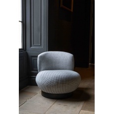 Miami Upholstered Chair in Grey/White Houndstooth Fabric with Black Wenge Legs