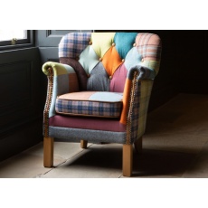 Governor Chair Buttoned Patchwork - Fast Track with Medium Oak Legs (New 2024)