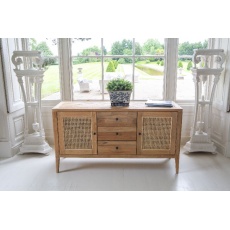Toba - Arch Sideboard in Recycled Teak with 2 Doors & 3 Drawers - Natural Rustic Finish