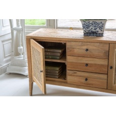 Toba - Arch Sideboard in Recycled Teak with 2 Doors & 3 Drawers - Natural Rustic Finish