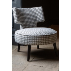 Salon Upholstered Chair in Grey/White Houndstooth Fabric with Black Wenge Legs