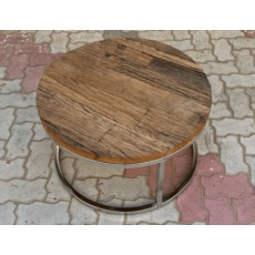 Wooden Glass Round Coffee Table with Metal Frame