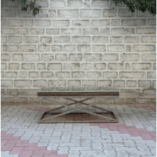 Wooden Glass Rectangle Coffee Table with Metal Frame