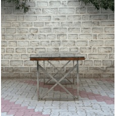 Wooden Glass Dining Table with Metal Legs