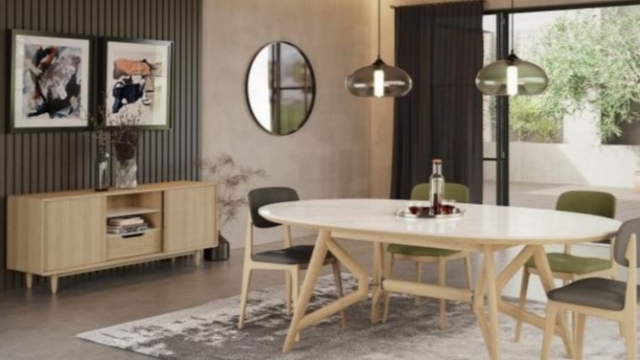 Carlton Morgan Oval Dining Table Bianco Oak - Sintered Stone Top