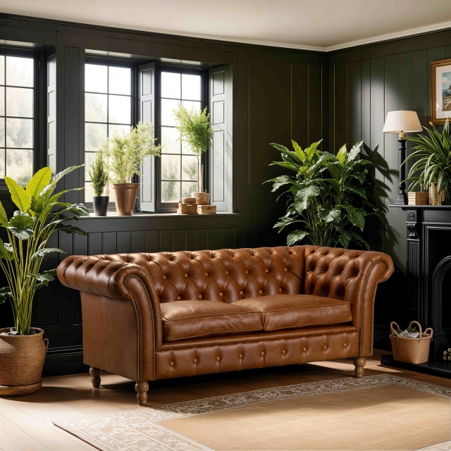 vintage Chester Special 2m Sofa in Leather