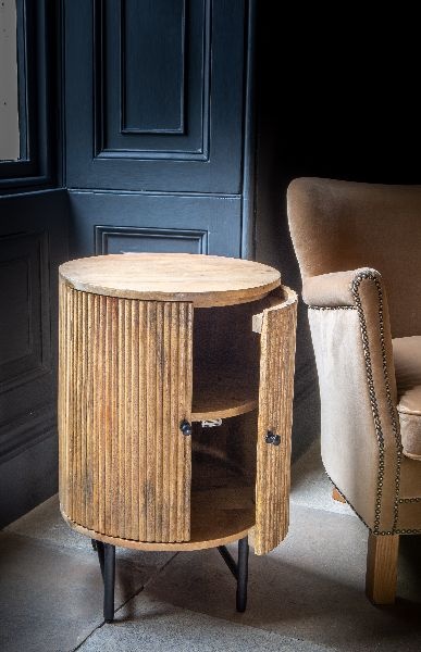 Carlton Fluted Ridged 2 Door Round Lamp Table