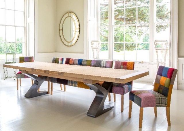 Carlton Windermere Monastery Extending Dining Table with Z Metal Legs & Bianco Finish