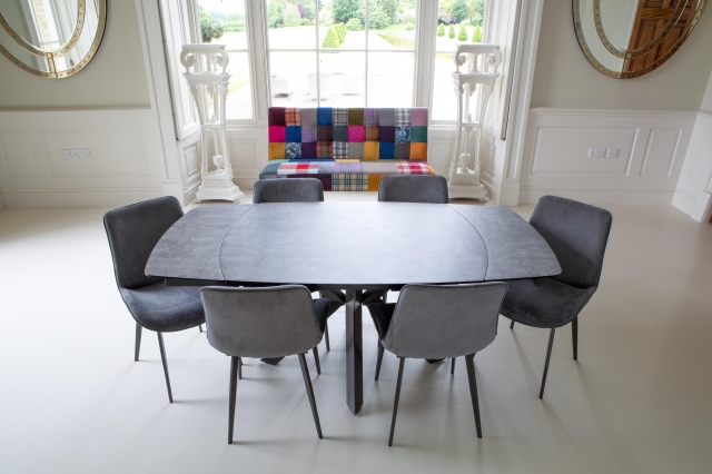 Carlton Venice Collection - Naples Twist Top Table Concrete Glass Finish 120 x 90cm