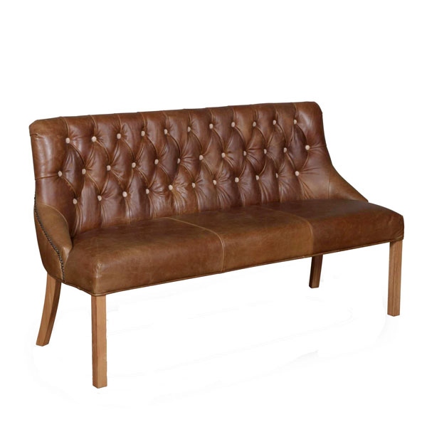 Carlton Stanton 3 Seater Bench in Brown Leather (Stock Line)
