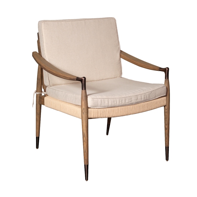 Carlton Burford Leisure Chair with Removeable Cushion in Natural Linen fabric & Grey Oiled Oak Frame