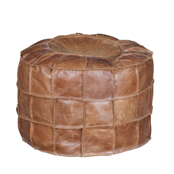 vintage Bean Bag Drum in Brown Cerato Leather