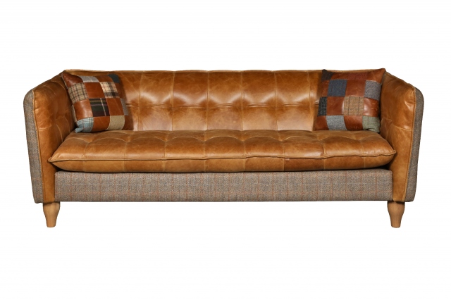 vintage Brunswick 3 Seat Sofa - Hunting Lodge Harris Tweed - Fast Track Delivery
