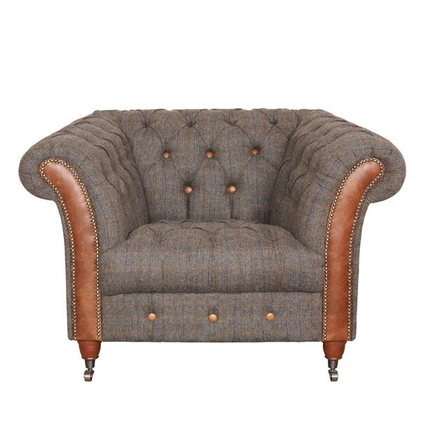 vintage Chester Club Chair - Moreland Harris Tweed - Made To Order