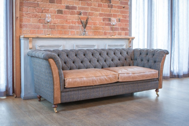 vintage Granby 2 Seater Sofa Moreland Harris Tweed Fast Track
