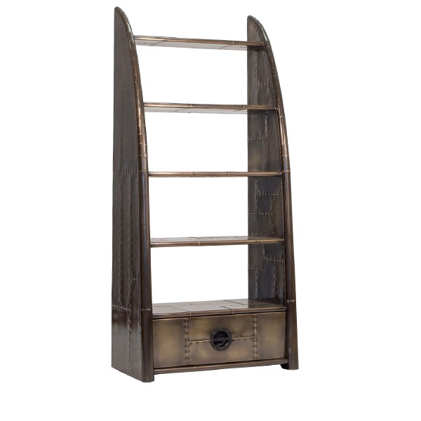 Carlton Aviator Wing Bookcase in Vintage Jet Brass