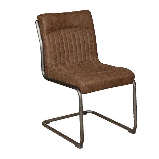 Carlton Hipster Retro Dining Chair in Vintage Brown Faux Leather