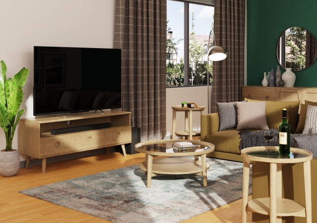 Carlton Holcot Media Unit - Grey Finish