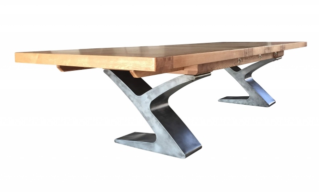 Carlton Windermere Rustic Monastery Ext. Table - Smoked Oak Top with Metal Legs