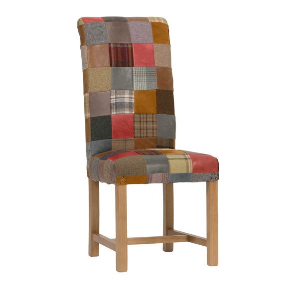 Carlton Rollback Patchwork Chair Leather Mix & Wool Mix (Stock Line)