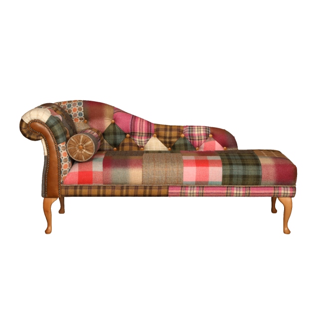 vintage Chester Chaise - (Patchwork Button Back L/Hand Facing) Inc -  Bolster Cushion Inc - Fast Track