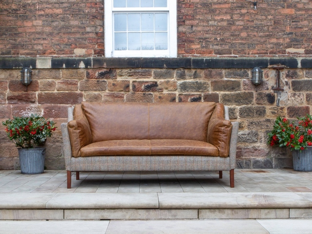 vintage Malone Large 2 Seater - HTW & Brown Tan Leather - Fast Track