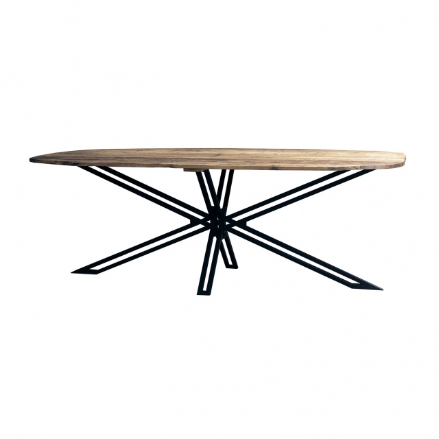 Carlton Java Sleeper Wood - D End Oval Dining Table 220cm with Spider leg X