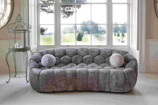 Carlton Aero Bubble Sofa with Cushion in Grey Chenille