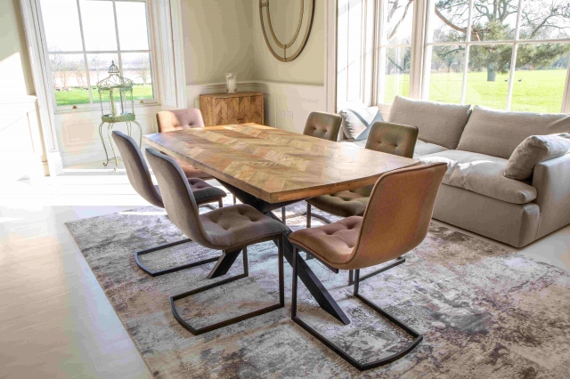 Carlton Chevron Dining Table 1.8m in Natural Finish