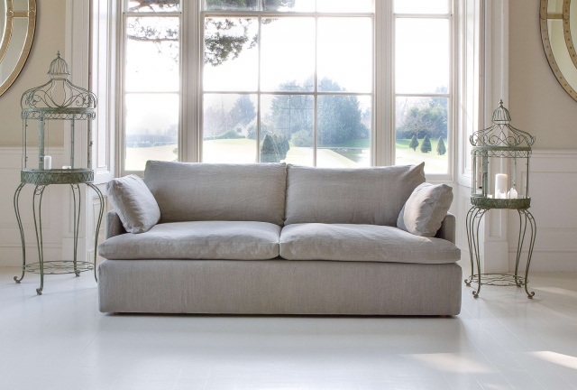 vintage Ronnie 2 Seater Sofa in Khaki Linen Fabric