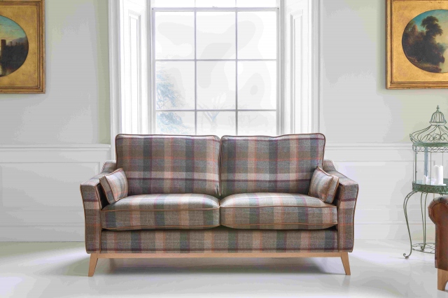 vintage Whitwell 3 Seater Sofa in Malham Green Wool & Tan Leather - Fast Track