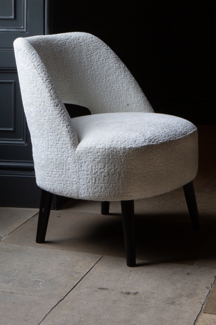 Carlton Lydia Upholstered Chair in Ivory Fabric with Black Wenge Legs