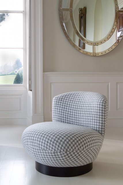 Carlton Miami Upholstered Chair in Grey/White Houndstooth Fabric with Black Wenge Legs