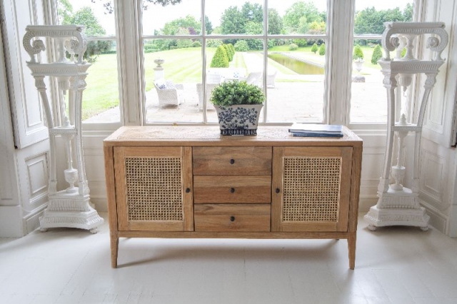 Carlton Toba - Arch Sideboard in Recycled Teak with 2 Doors & 3 Drawers - Natural Rustic Finish