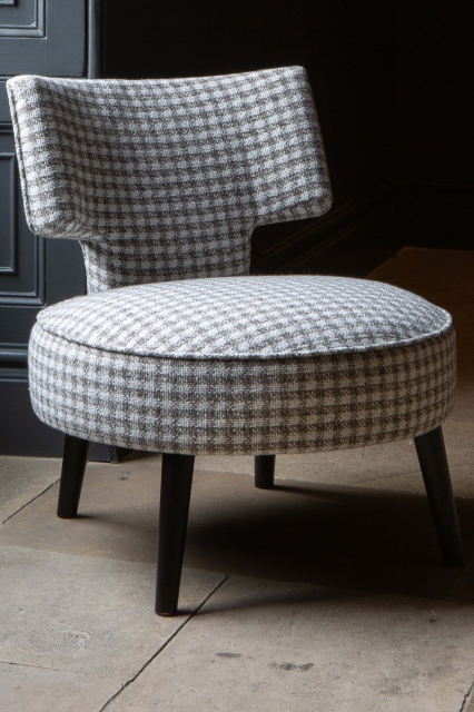 Carlton Salon Upholstered Chair in Grey/White Houndstooth Fabric with Black Wenge Legs