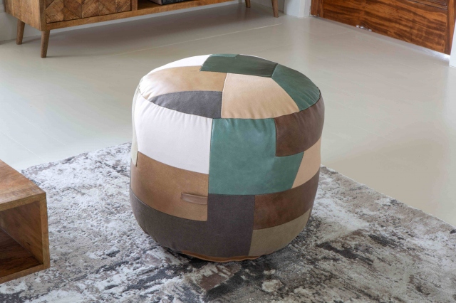 vintage Soho Round Small Ottoman Patchwork Stool