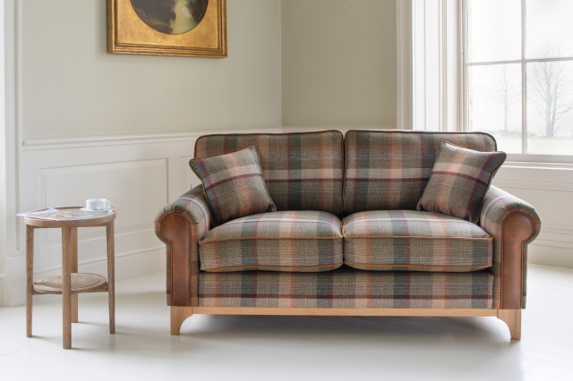 vintage Winderwath 2 Seater Sofa - Malham Green Wool + Tan Leather (Fast Track)