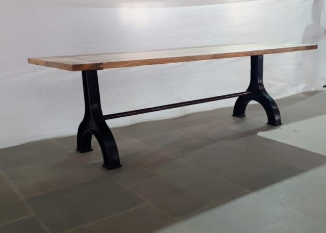 Carlton Sleeper Wood Monks Leg Table with Metal Legs - 200cm