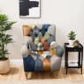 vintage Bamford Club Patchwork Armchair with Medium Wood Legs - Fast Track