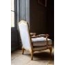 Carlton Bardney Armchair with Natural Linen in Distressed Oak Wood
