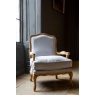 Carlton Bardney Armchair with Natural Linen in Distressed Oak Wood