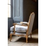 Carlton Bardney Armchair with Natural Linen in Distressed Oak Wood
