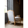Carlton Bardney Armchair with Natural Linen in Distressed Oak Wood